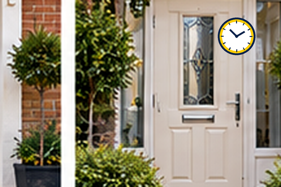 Freshly painted composite door curing before closing locking or fitting hardware