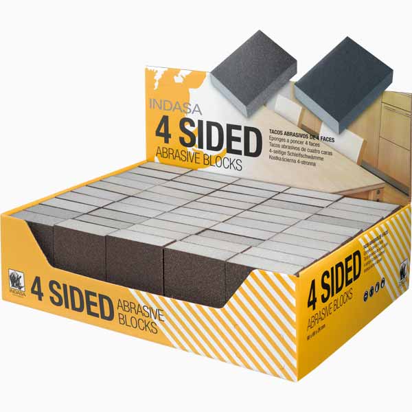 Indasa 4-Sided Abrasive Sponge Sanding Blocks