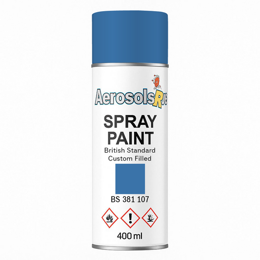 British Standard  381C 107	Strong blue 400ml Aerosol Available in any Finish