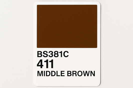 Create a colour Swatch Card BS381C 411  Middle brown 