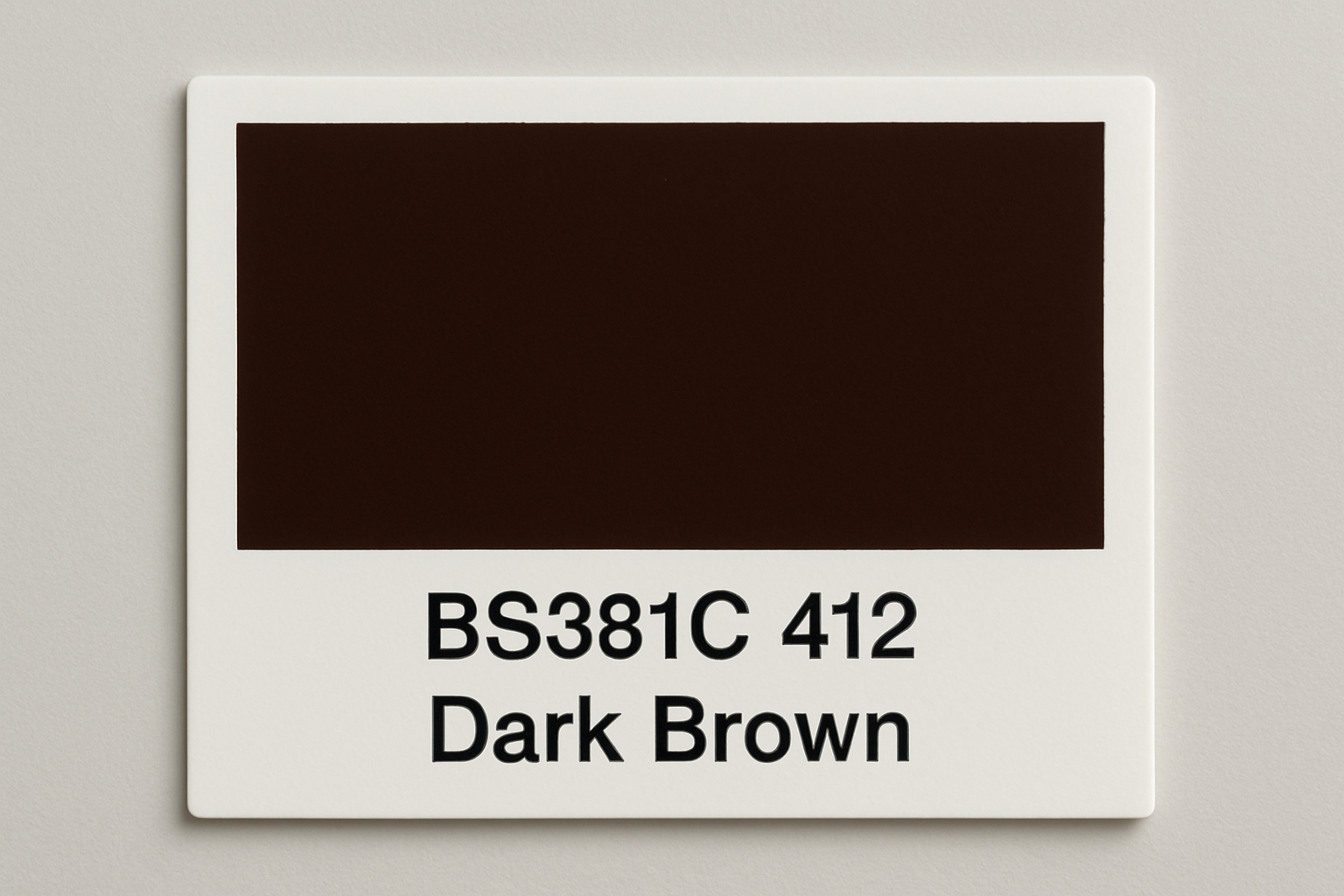 Create a colour Swatch Card BS381C 412 Dark brown