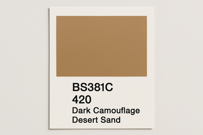 Create a colour Swatch Card BS381C 420 Dark camouflage desert sand