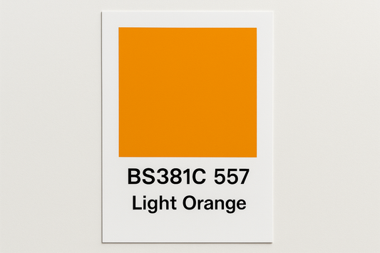 Create a colour Swatch Card BS381C 557 Light orange 