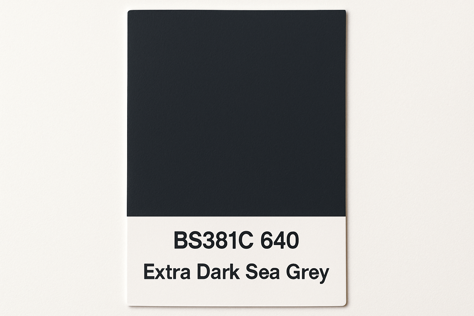 Create a colour swatch card BS381C 640 Extra dark sea grey 