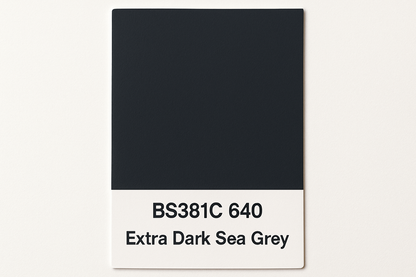 Create a colour swatch card BS381C 640 Extra dark sea grey 