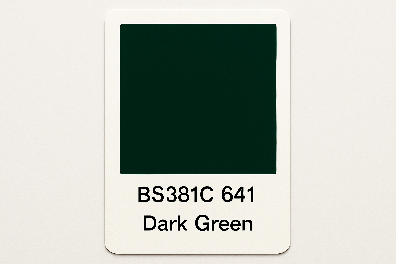 Create a colour Swatch Card BS381C 641 Dark green 