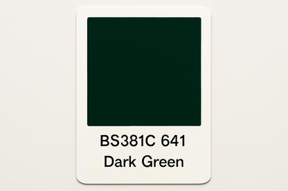 Create a colour Swatch Card BS381C 641 Dark green 