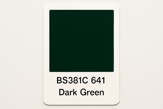 Create a colour Swatch Card BS381C 641 Dark green 