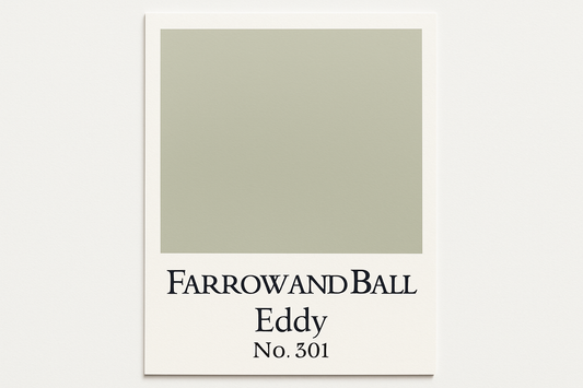 Create a colour swatch card to hex code #C9CBBA and label it as Farrow and Ball -Eddy No. 301