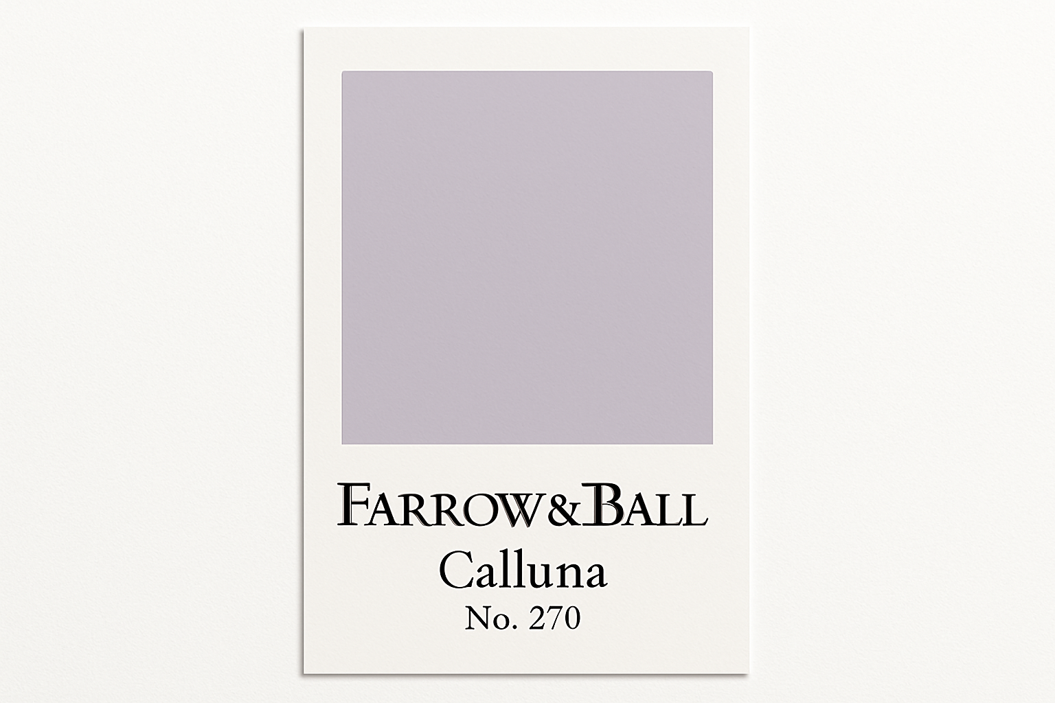 Create a colour swatch card using hex #C7C7CC and label it Farrow and Ball -Calluna No. 270
