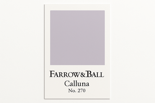 Create a colour swatch card using hex #C7C7CC and label it Farrow and Ball -Calluna No. 270
