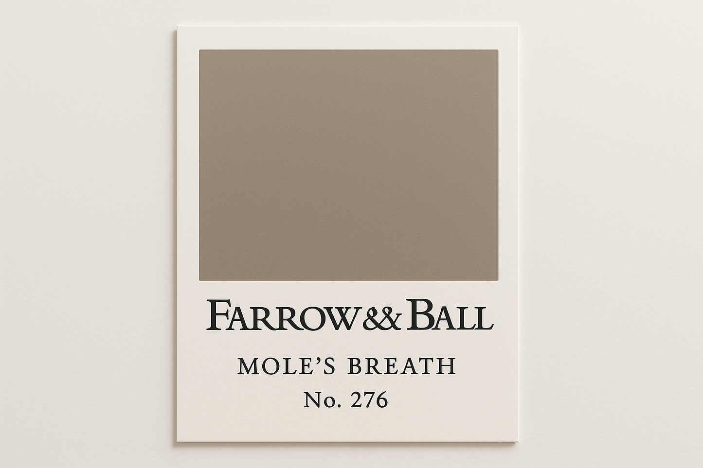 Create a Colour Swatch Card using Hex code #84827D and label it as Farrow and Ball -Mole's Breath No. 276