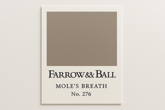 Create a Colour Swatch Card using Hex code #84827D and label it as Farrow and Ball -Mole's Breath No. 276