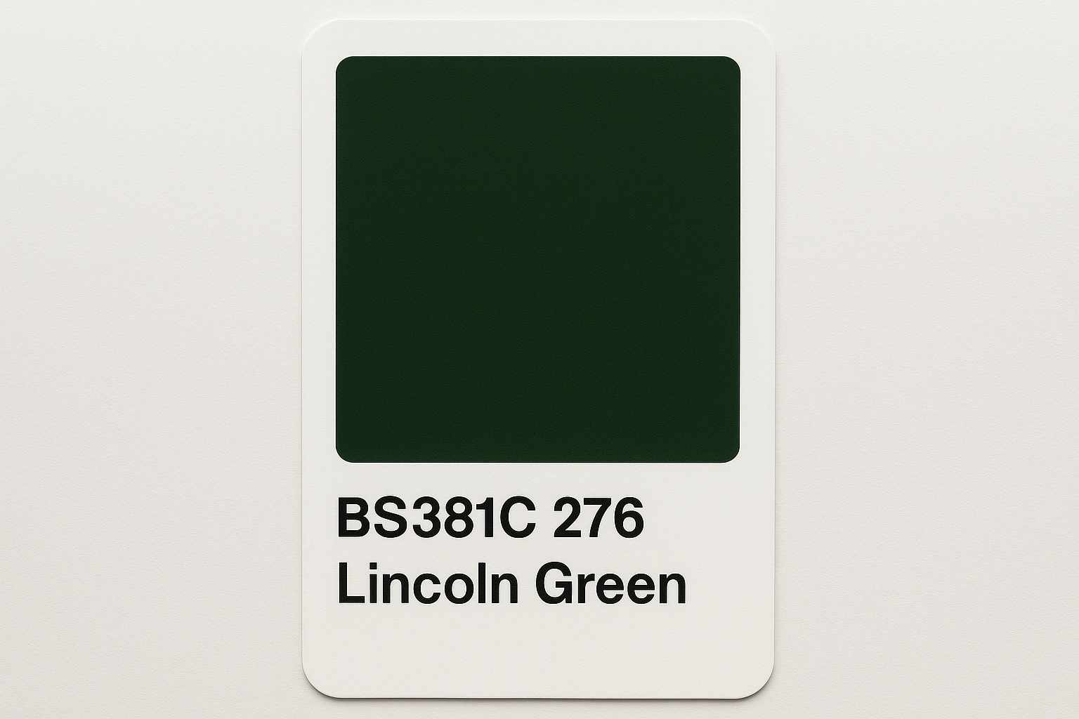 Create a colour Swatch Card using the correct Hex code BS381C 276 Lincoln green 