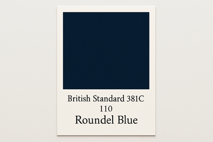 Create Colour Swatch Card British Standard   381C 110 Roundel blue - Hex code #2c3e75 do not display hex code on output