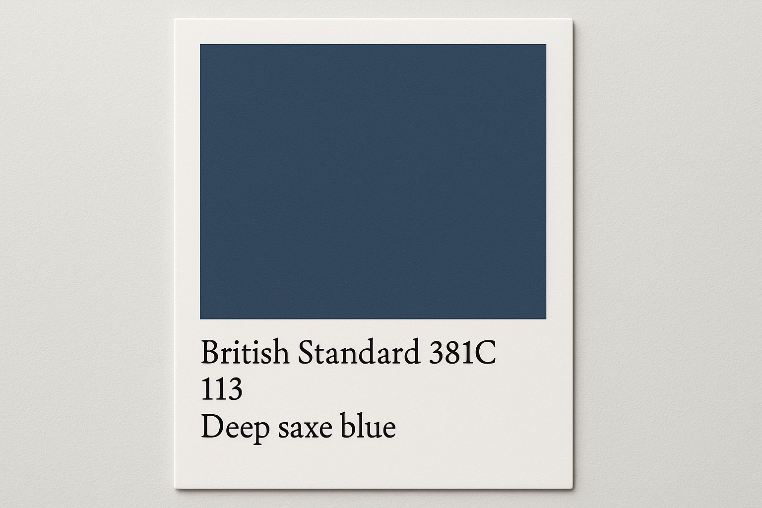 Create Colour Swatch Card British Standard  381C 113 Deep saxe blue  - Hex Code #3f687d	 do not display hex code