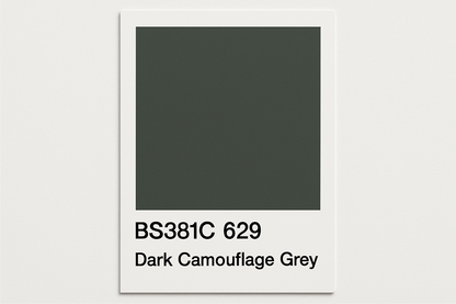 Create Colour Swatch Card BS381C 629 Dark camouflage grey 