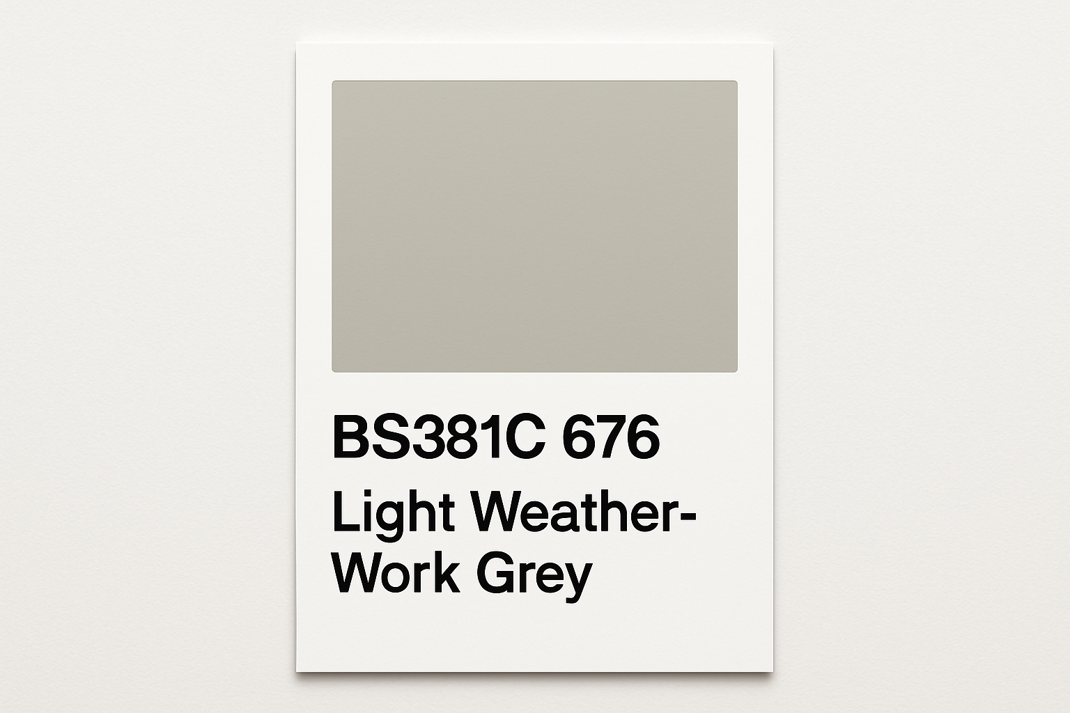 Create Colour Swatch Card BS381C 676 Light weather-work grey 