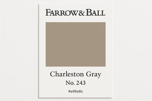 Create Colour Swatch Card For Farrow and Ball -Charleston Gray No. 243 Hex Code # a99a8c