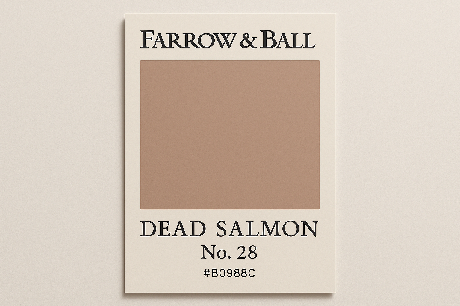 Create Colour Swatch Card For Farrow and Ball -Dead Salmon No. 28 Hex Code #B09B8C