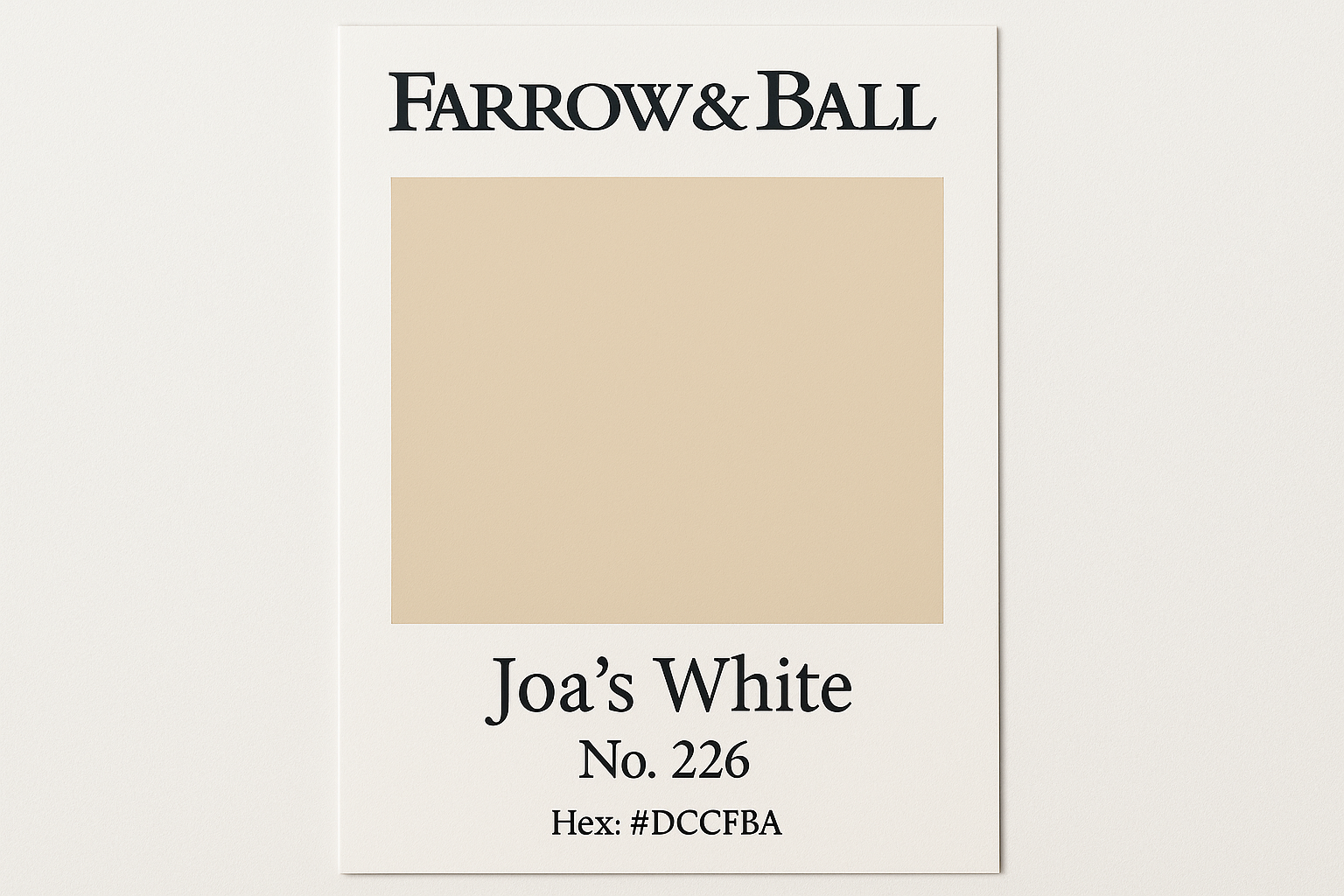 Create Colour Swatch Card For Farrow and Ball -Joa's White No. 226 Hex Code #DCCFBA