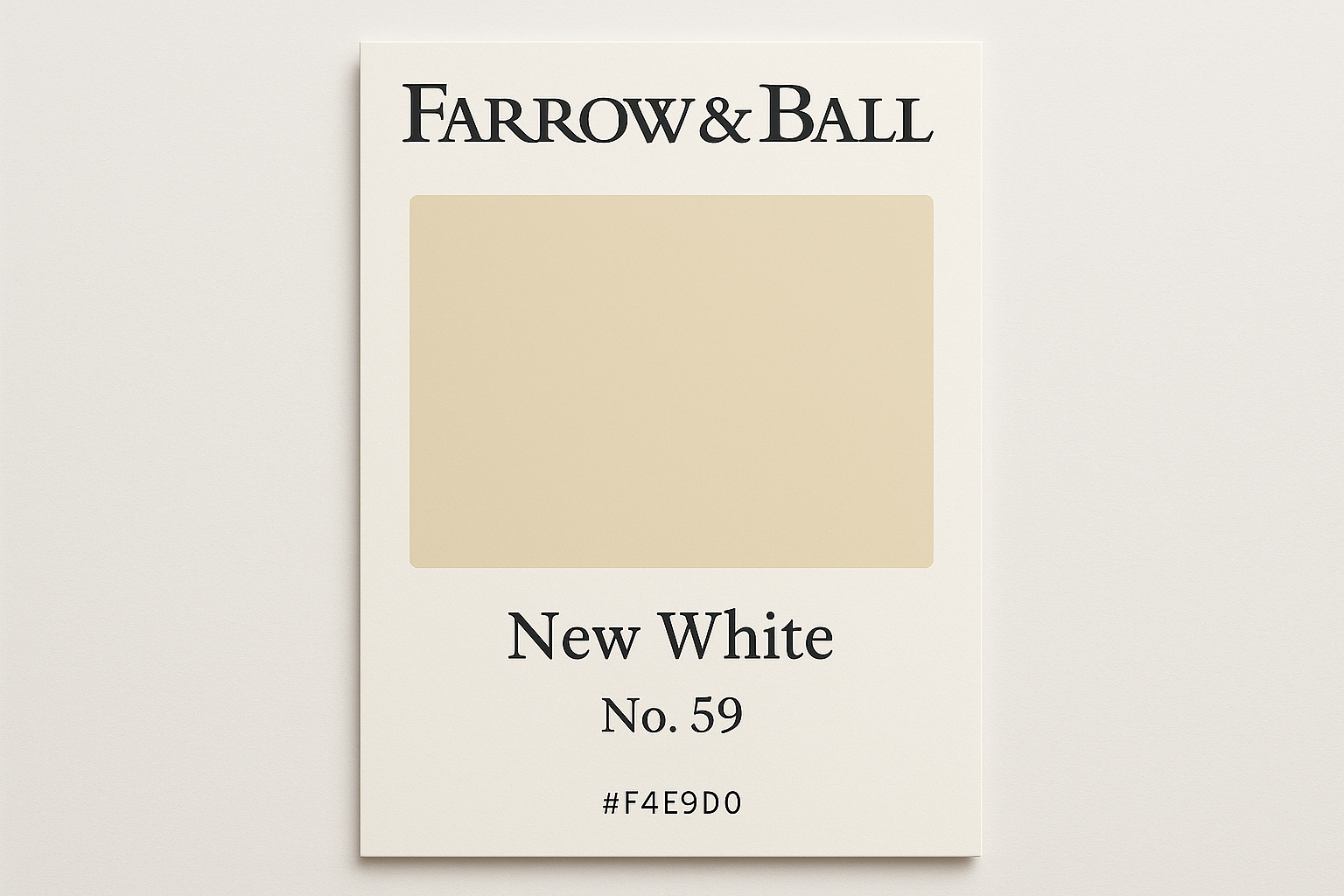 Create Colour Swatch Card For Farrow and Ball -New White No. 59 Hex Code #F4E9D0