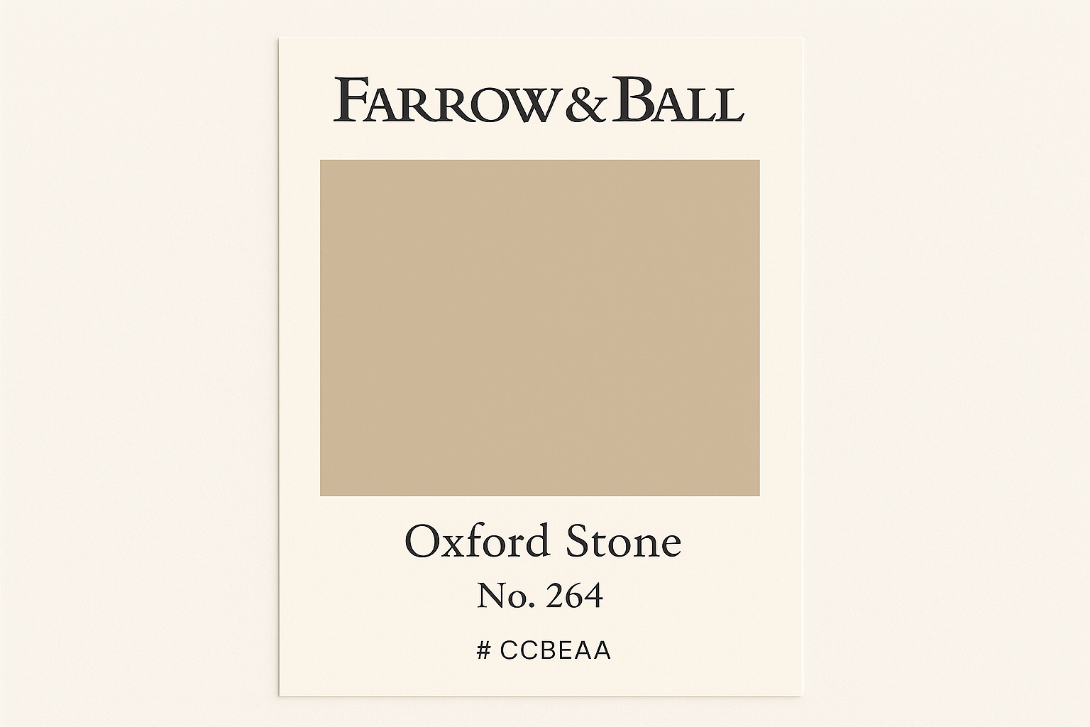 Create Colour Swatch Card For Farrow and Ball -Oxford Stone No. 264 Hex Code  #CCBEAA