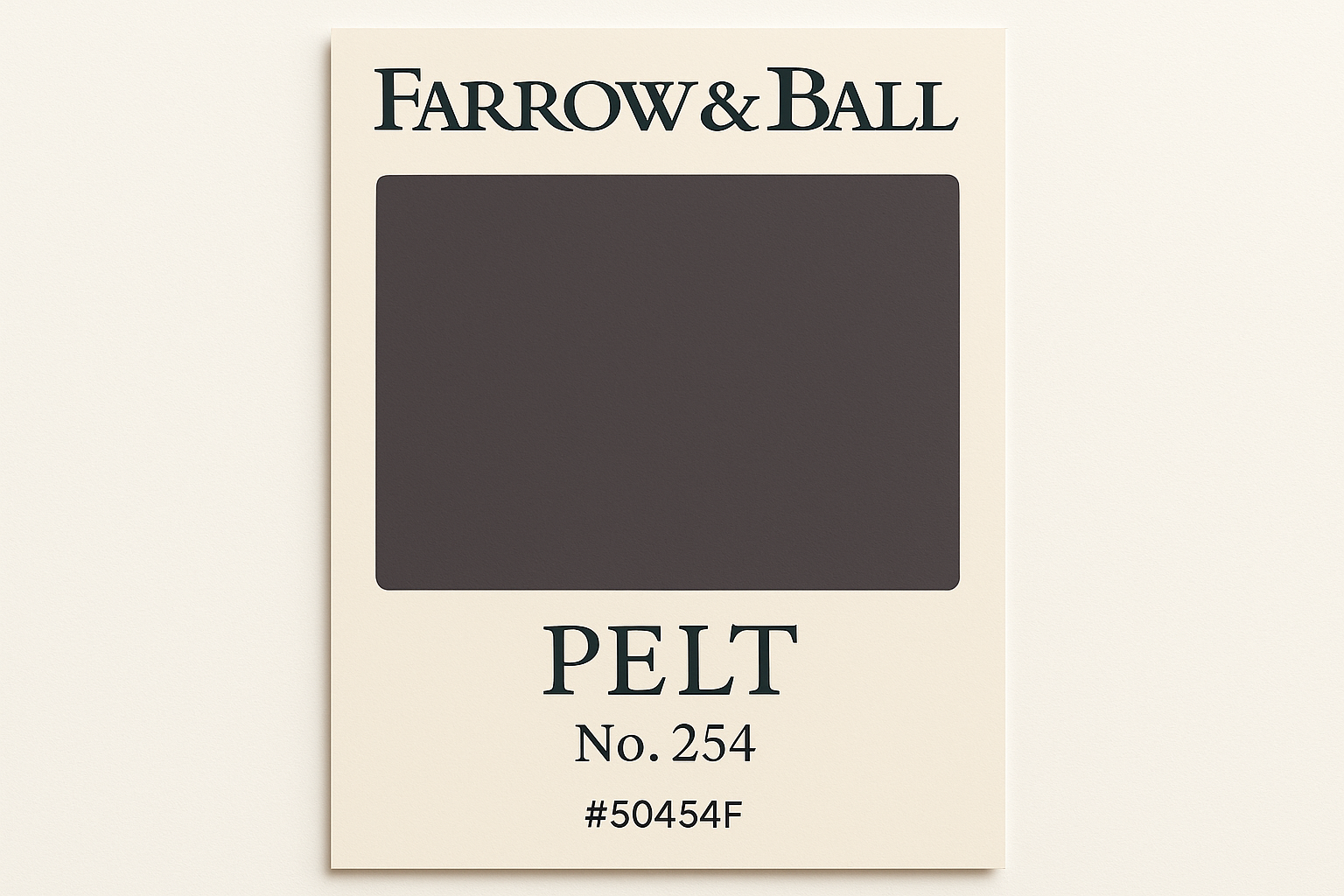 Create Colour Swatch Card For Farrow and Ball -Pelt No. 254 Hex Code #50454F