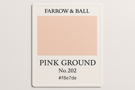 Create colour swatch card for Farrow and Ball -Pink Ground No. 202 hex code # f8e7de