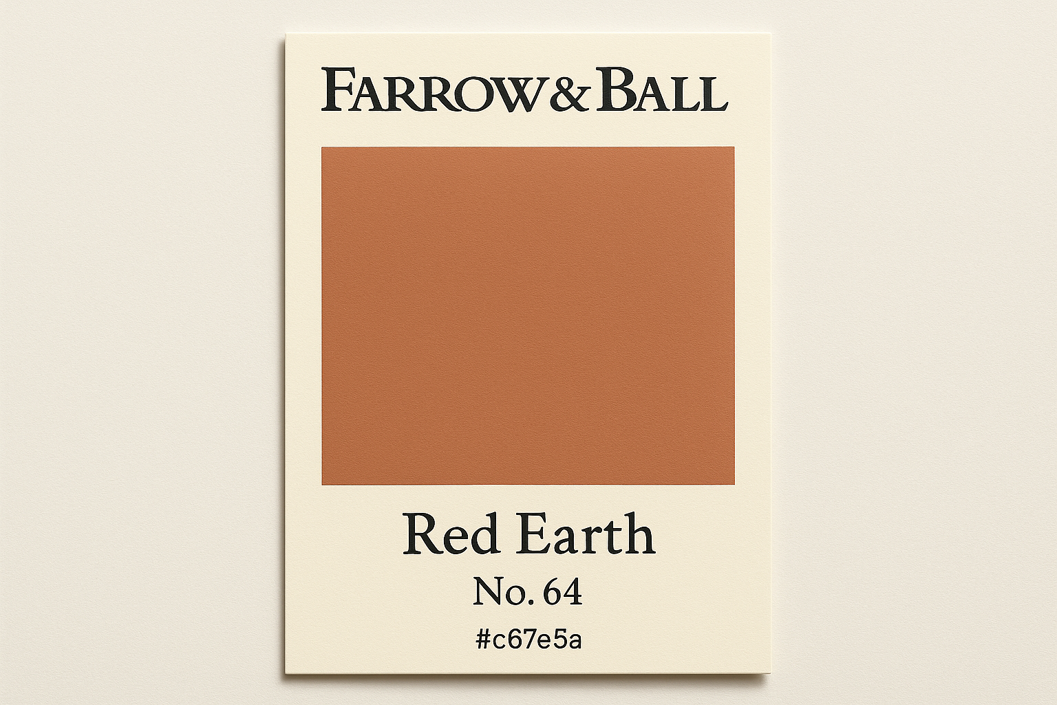 Create Colour Swatch card for Farrow and Ball -Red Earth No. 64 Hex code # c67e5a