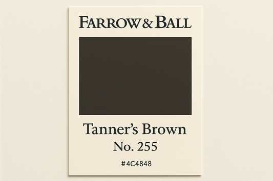 Create Colour Swatch Card for Farrow and Ball -Tanner's Brown No. 255 Hex Code #4C4848