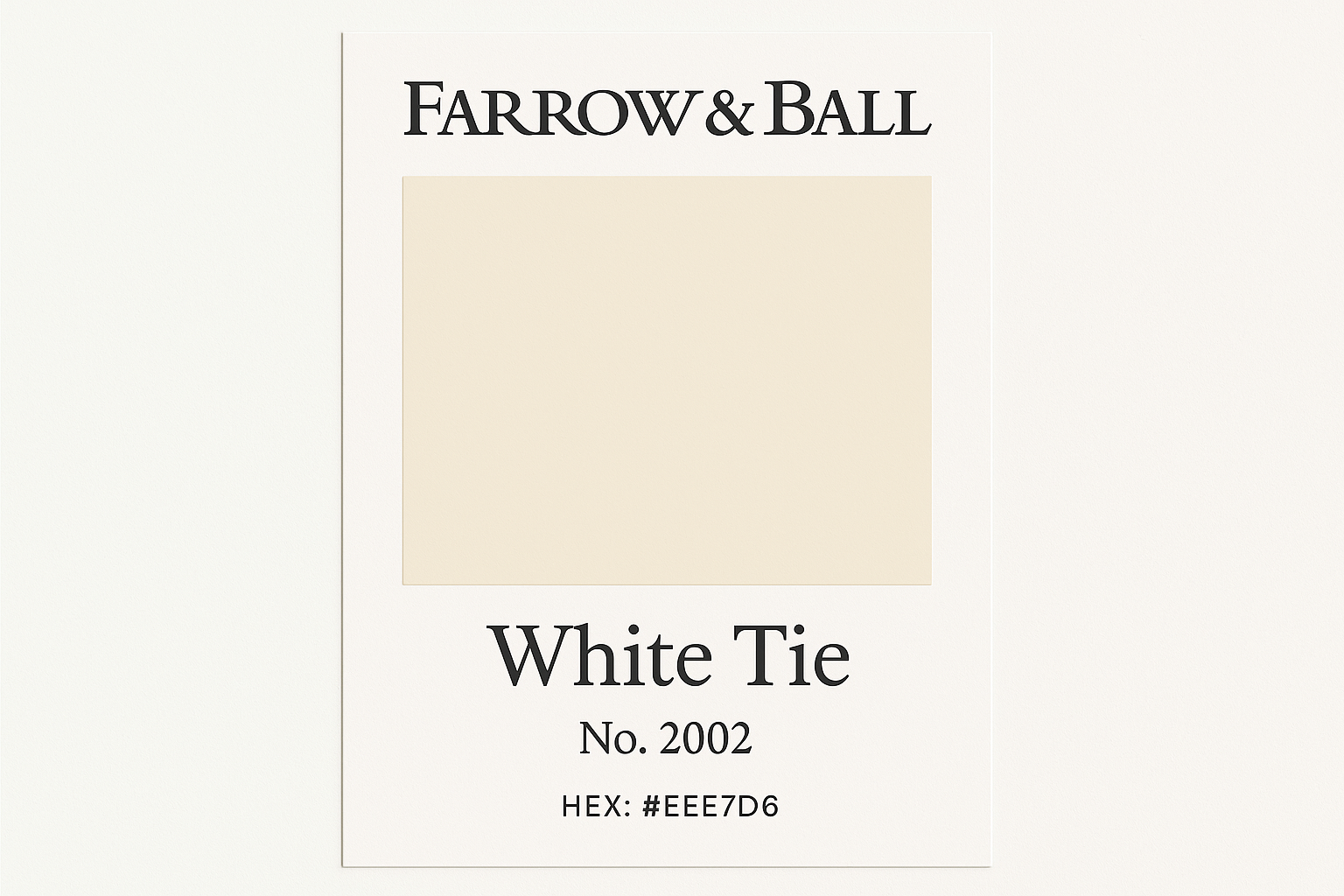 Create Colour Swatch Card For Farrow and Ball -White Tie No. 2002 Hex Code #EEE7D6