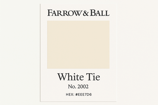 Create Colour Swatch Card For Farrow and Ball -White Tie No. 2002 Hex Code #EEE7D6