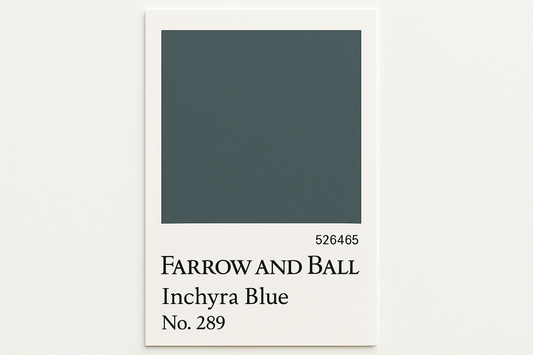 Create colour swatch card using Hex code #526465 and label as Farrow and Ball -Inchyra Blue No. 289