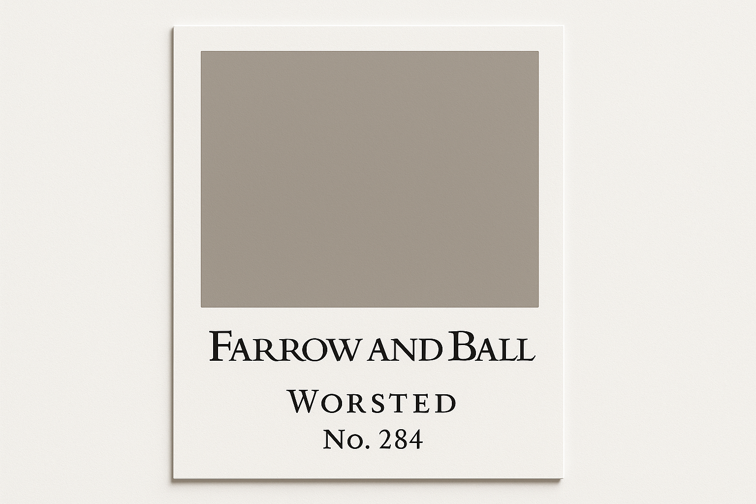 Create colour swatch card using hex code  #A3A099 and label as Farrow and Ball -Worsted No. 284