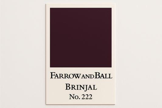 Create colour swatch card using hex code and label as Farrow and Ball -Brinjal No. 222
