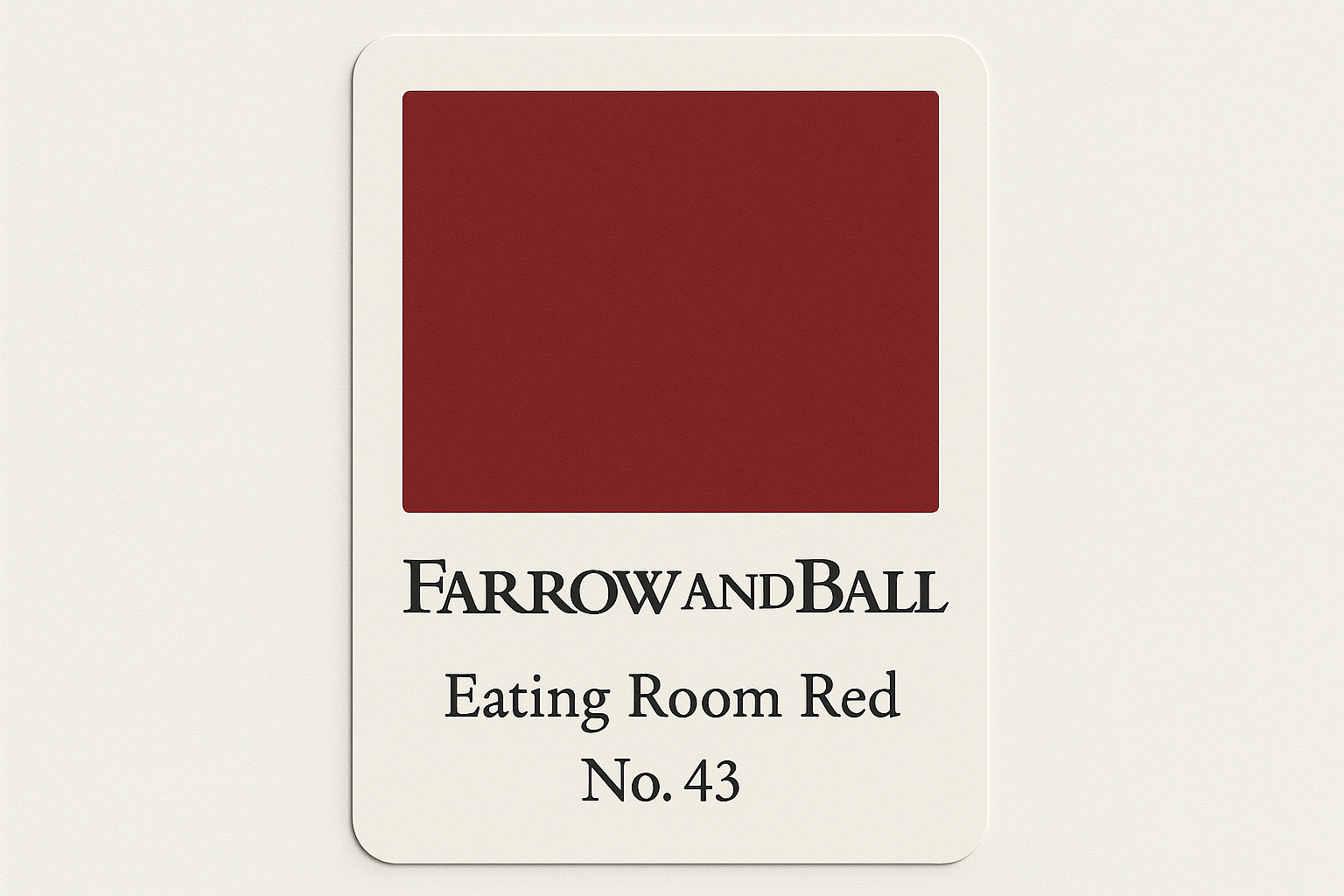 Create colour swatch card using hex code and label as Farrow and Ball -Eating Room Red No. 43