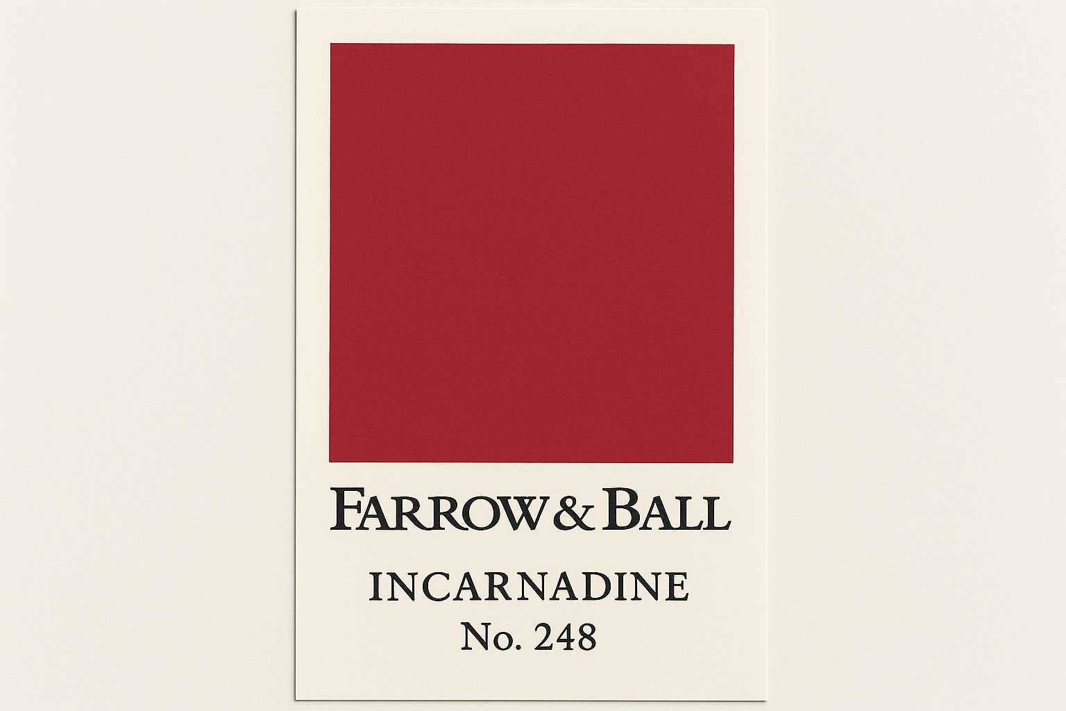 Create colour swatch card using hex code and label as Farrow and Ball -Incarnadine No. 248