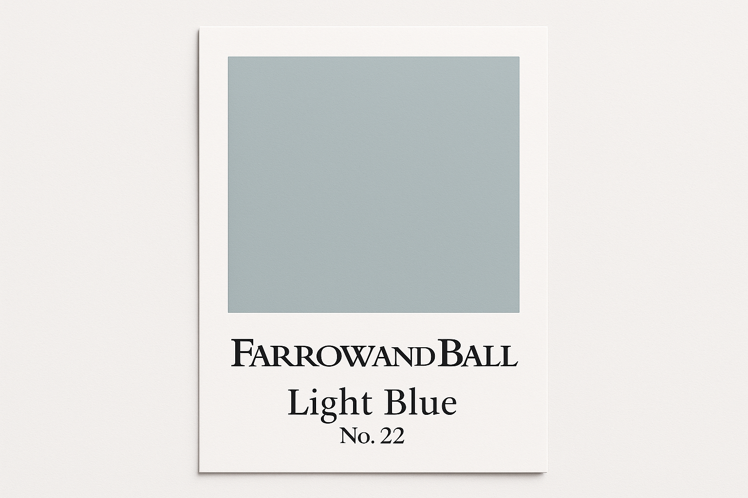 Create colour swatch card using hex code and label as Farrow and Ball -Light Blue No. 22