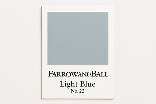 Create colour swatch card using hex code and label as Farrow and Ball -Light Blue No. 22