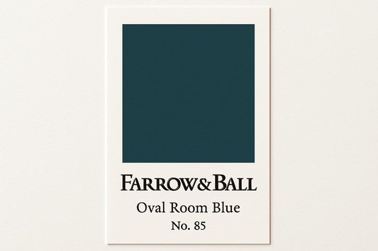 Create colour swatch card using hex code and label as Farrow and Ball -Oval Room Blue No. 85 