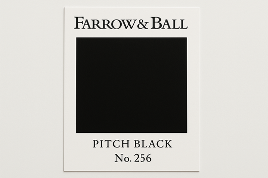 Create Colour Swatch Card using Hex Code and label as Farrow and Ball -Pitch Black No. 256
