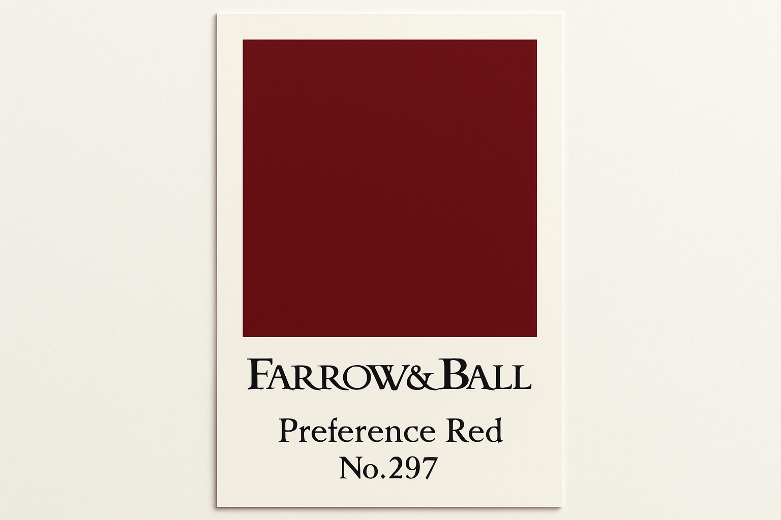 Create colour swatch card using hex code and label as Farrow and Ball -Preference Red No. 297