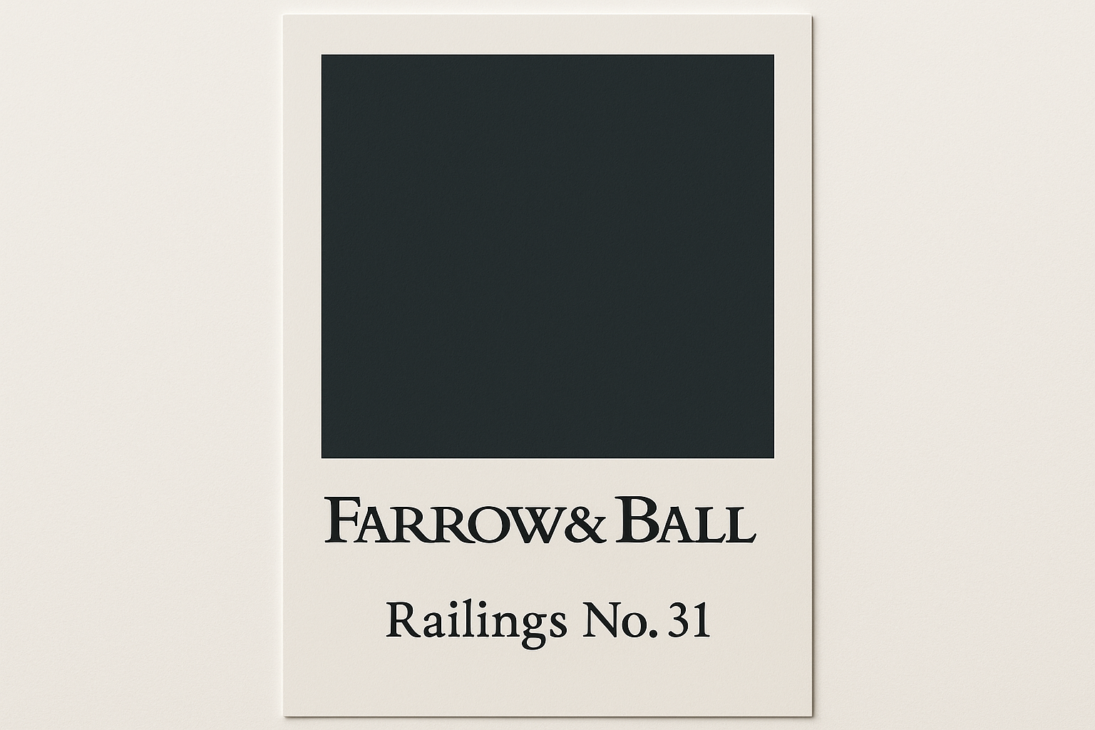 Create colour swatch card using hex code and label as Farrow and Ball -Railings No. 31