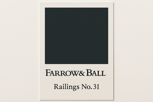 Create colour swatch card using hex code and label as Farrow and Ball -Railings No. 31