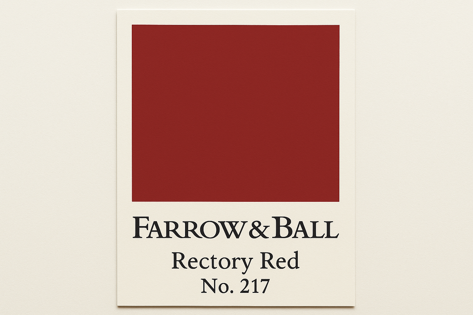 Create colour swatch card using hex code and label as Farrow and Ball -Rectory Red No. 217