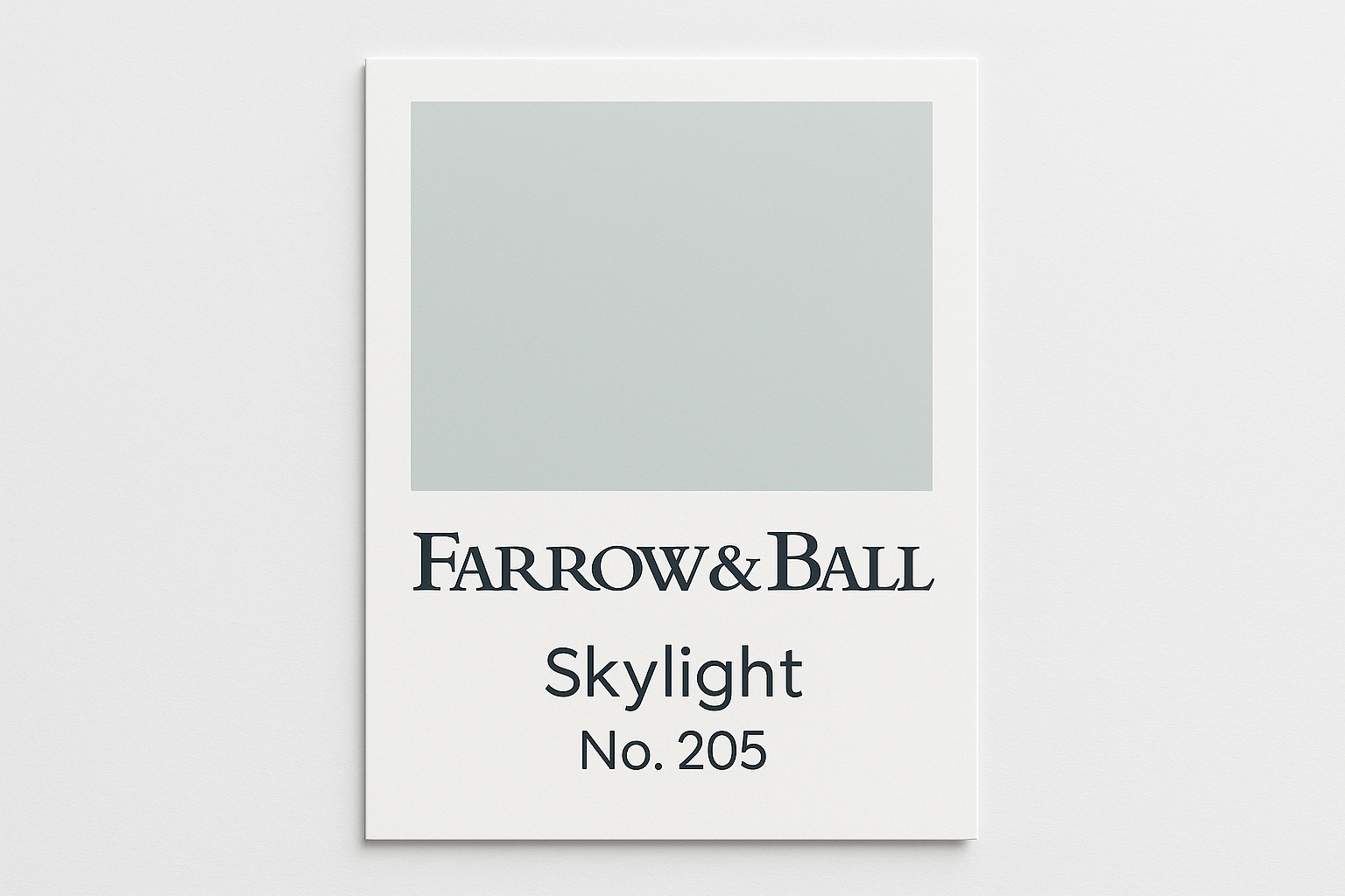 Create colour swatch card using hex code and label as Farrow and Ball -Skylight No. 205