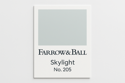 Create colour swatch card using hex code and label as Farrow and Ball -Skylight No. 205