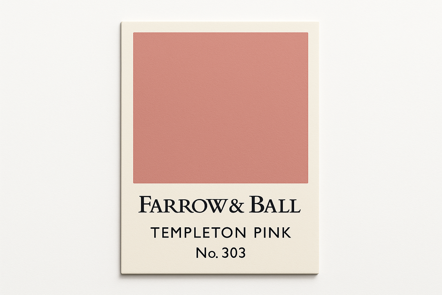 Create colour swatch card using hex code and label as Farrow and Ball -Templeton Pink No. 303