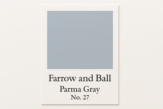 Create colour swatch card using Hex code #B1C0C2 and label the card Farrow and Ball -Parma Gray No. 27